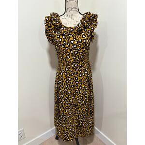 Who What Wear Leopard Print Ruffled Dress Size Small